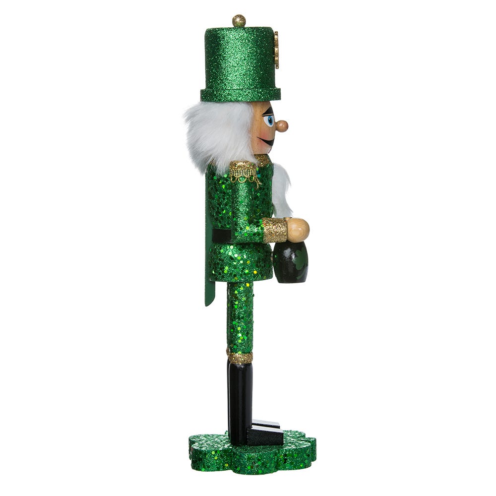 Kurt Adler 15-Inch Wooden Irish Nutcracker on Shamrock Base